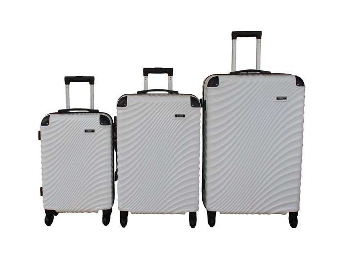SMTE 3 Piece Travel 30-Inch Luggage Suitcase Bag Set - Stylish - White with keychain