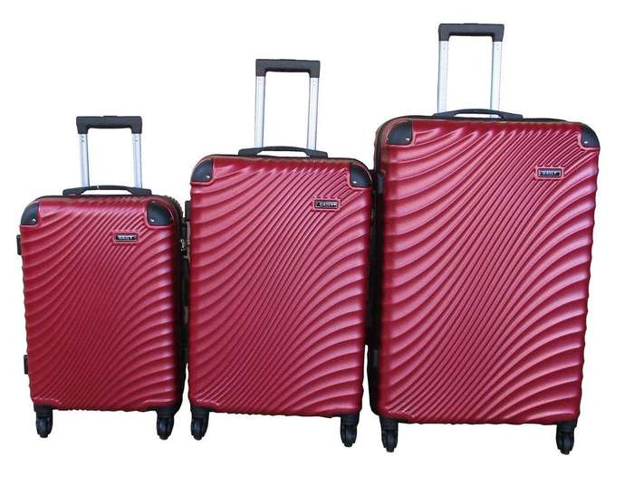 SMTE 3 Piece Travel 30-Inch Luggage Suitcase Bag Set - Stylish - Wine Red with keychain