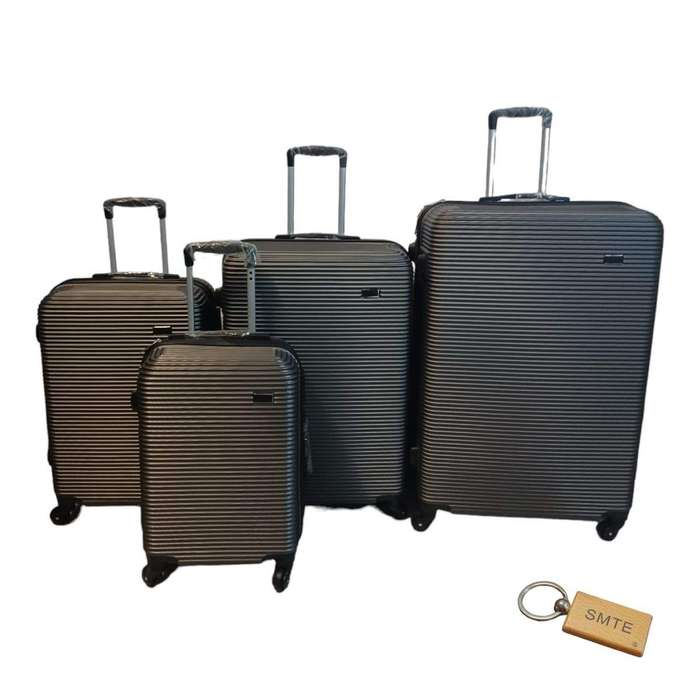 SMTE Travel in Style - 4-Piece Suitcase Set and Smte Keyring - Grey with keychain