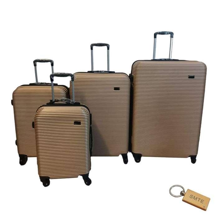 SMTE Travel in Style - 4-Piece Suitcase Set and Smte Keyring - Rose Gold with keychain