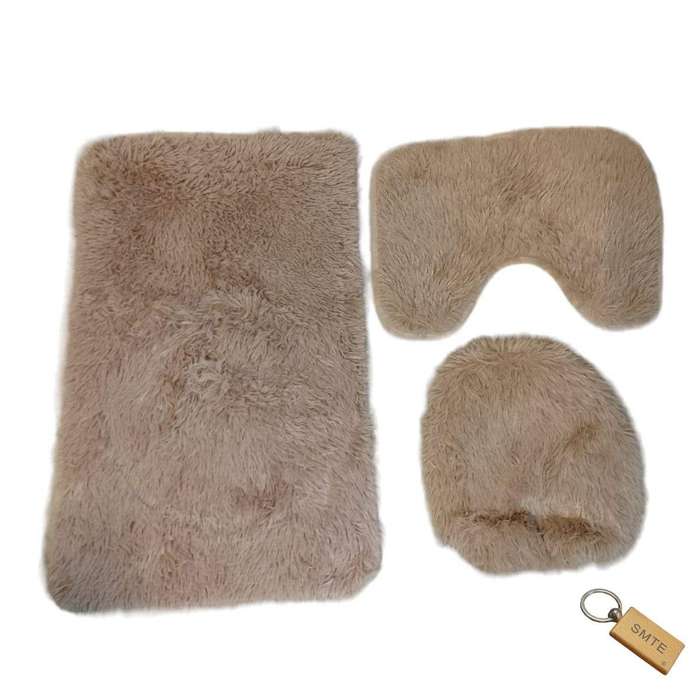 Smte-Sumptuous Comfort: Plush and Fluffy Toilet Seat Cover+Smte Keyring - Brown with keychain