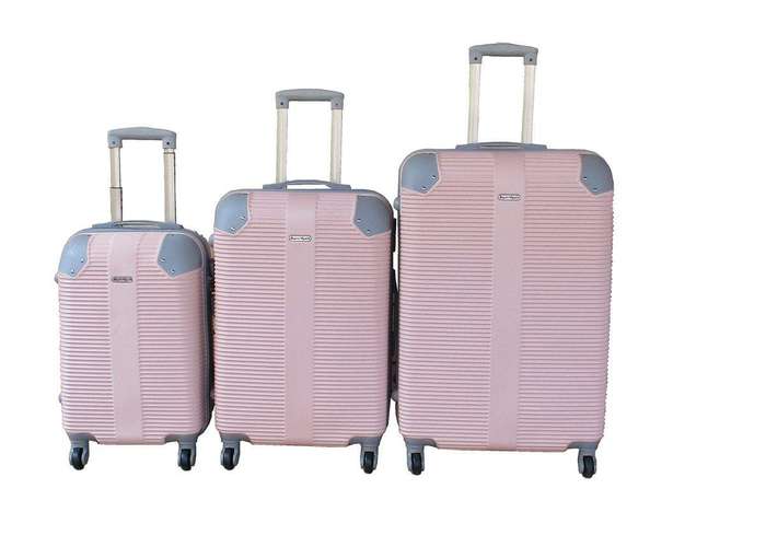 SMTE 3-Piece Travel 28-Inch Luggage Suitcase Bag Set - Stylis - Cream White with keychain