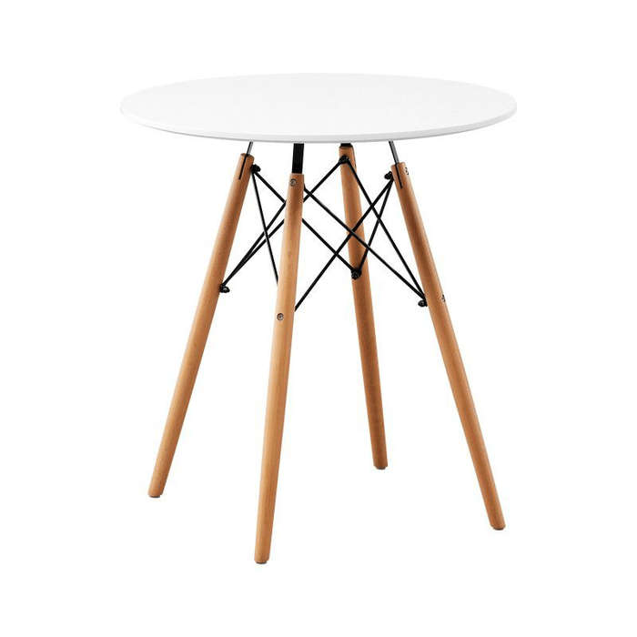 SMTE 75cm Round Dining Table For Small Space - White with keychain
