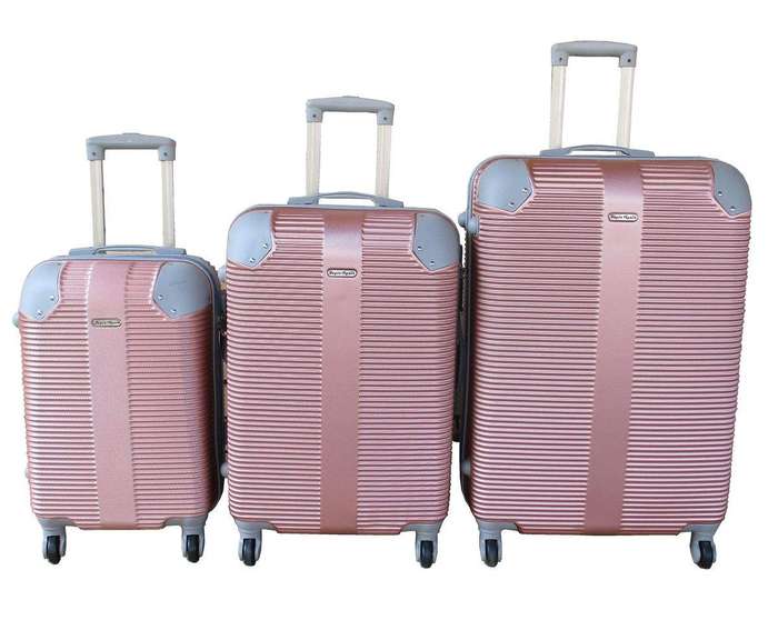 SMTE 3-Piece Travel 28-Inch Luggage Suitcase Bag Set - Stylis - Rose Gold with keychain