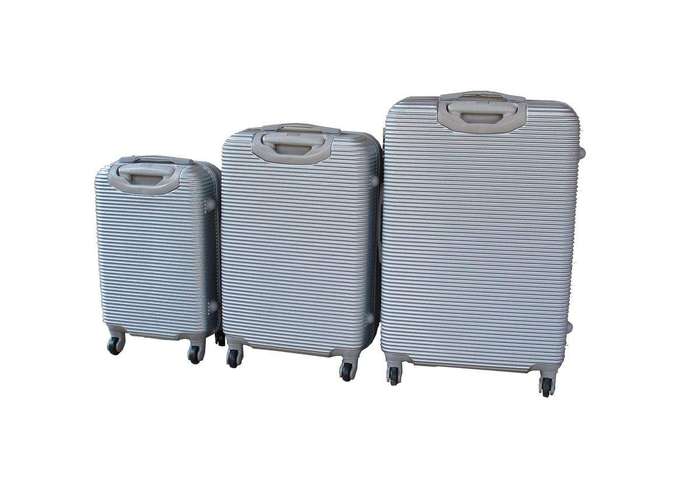 SMTE 3-Piece Travel 28-Inch Luggage Suitcase Bag Set - Stylis - Silver with keychain