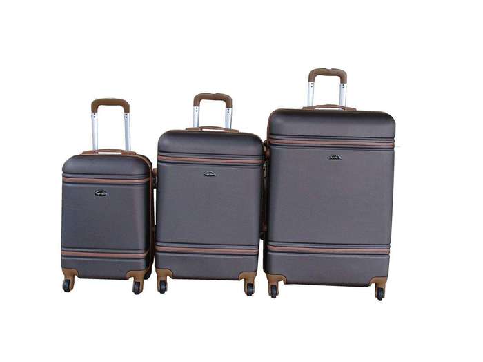 SMTE 3-Piece Travel Luggage Suitcase Bag Set - Stylish - Brown with keychain