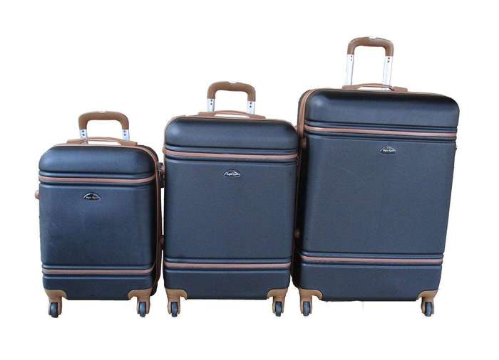 SMTE 3-Piece Travel Luggage Suitcase Bag Set - Stylish - Navy with keychain