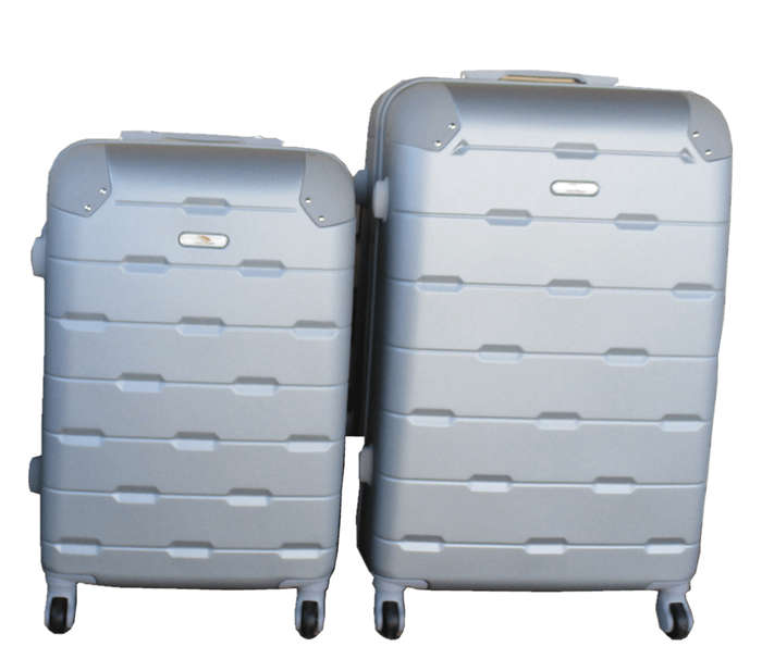 SMTE 2 Piece Luggage Set - Silver with keychain