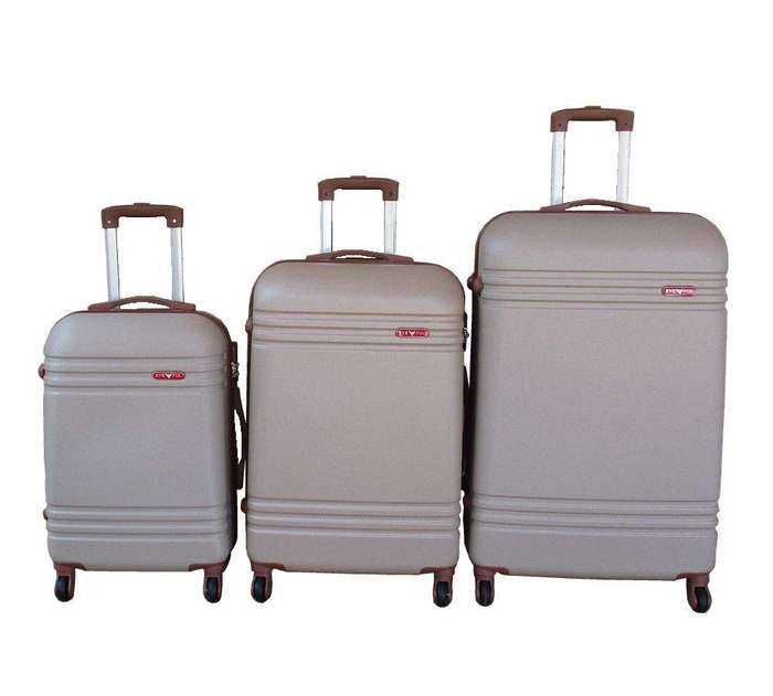 SMTE 3-Piece Travel 30-Inch Luggage Suitcase Bag Set - Stylish - Gold with keychain