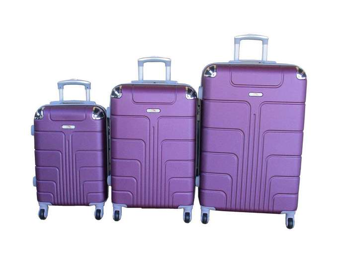 SMTE 3-Piece Travel 28-Inch Luggage Suitcase Bag Set - Stylish - Purple with keychain