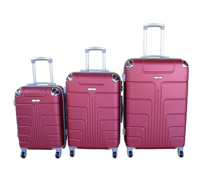 SMTE 3-Piece Travel 28-Inch Luggage Suitcase Bag Set - Stylish - Red with keychain