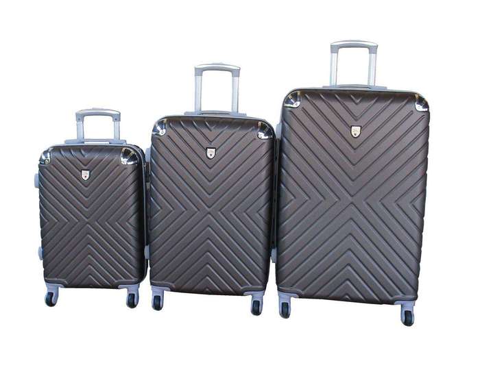 SMTE 3-Piece Travel 28-Inch Luggage Suitcase Bag Set - Stylish - Brown with keychain