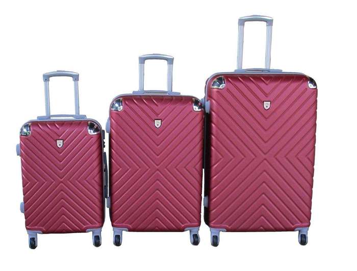 SMTE 3-Piece Travel 28-Inch Luggage Suitcase Bag Set - Stylish - Maroon with keychain