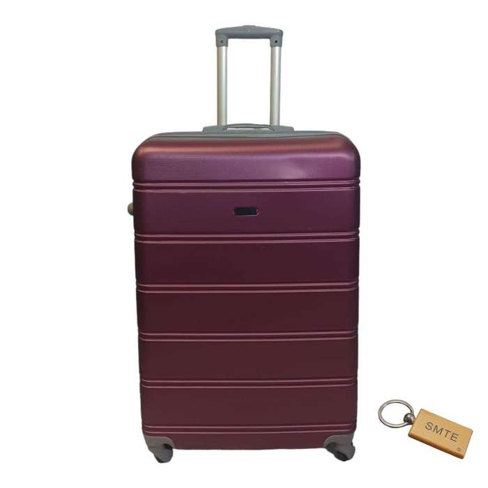 SMTE Durable Elegance: ABS Suitcase Medium 65Cm with Smte Keyring - 1 Piece - Maroon with keychain