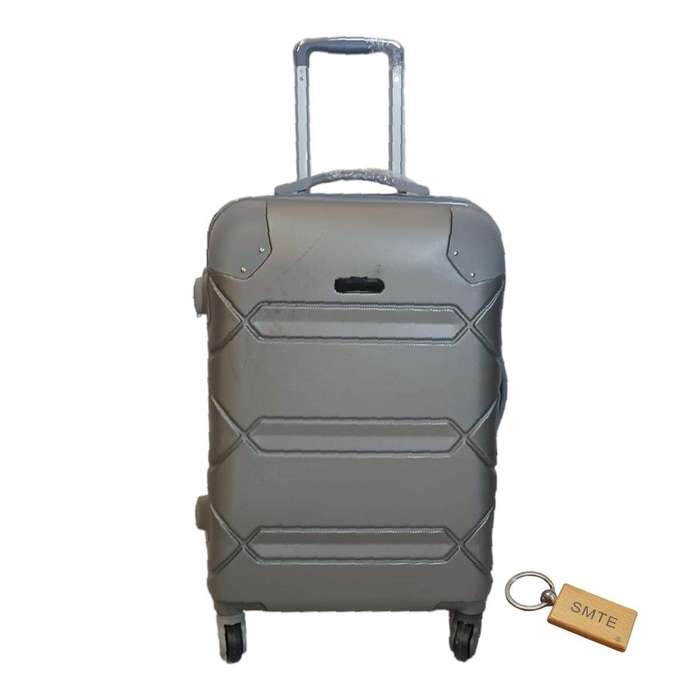SMTE Durable Elegance: Smart and Stylish Travel ABS Suitcase Small 55cm with Smte Keyring - Silve...