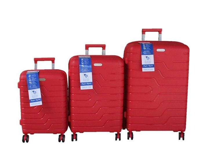 SMTE Unbreakable Travel Luggage 3 Piece Suitcases Spinner - Red with keychain