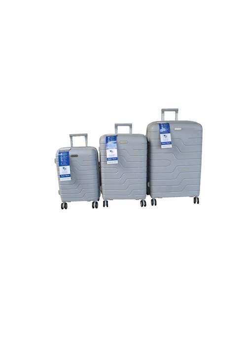 SMTE Unbreakable Travel Luggage 3 Piece Suitcases Spinner - Silver with keychain