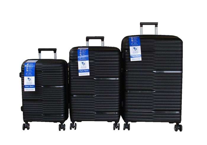 SMTE Unbreakable Travel Luggage 3 Piece Suitcases Spinner - Black with keychain