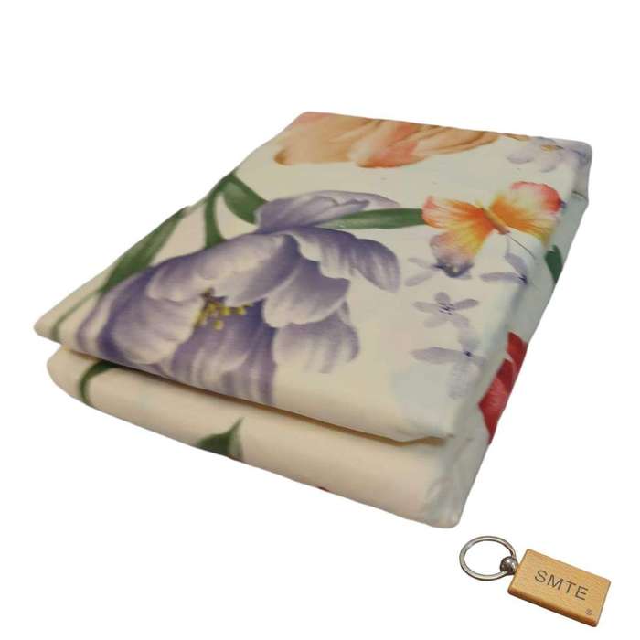 SMTE Luxurious Microfiber Bed Sheets:150x189cm and Smte Keyring - Black Flower with keychain