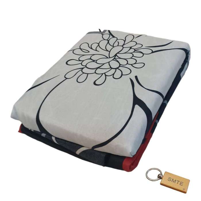 SMTE Luxurious Microfiber Bed Sheets:150x189cm and Smte Keyring - White & Black with keychain