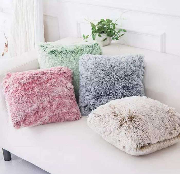 SMTE Fluffy Pillow Covers Set - Orange with keychain