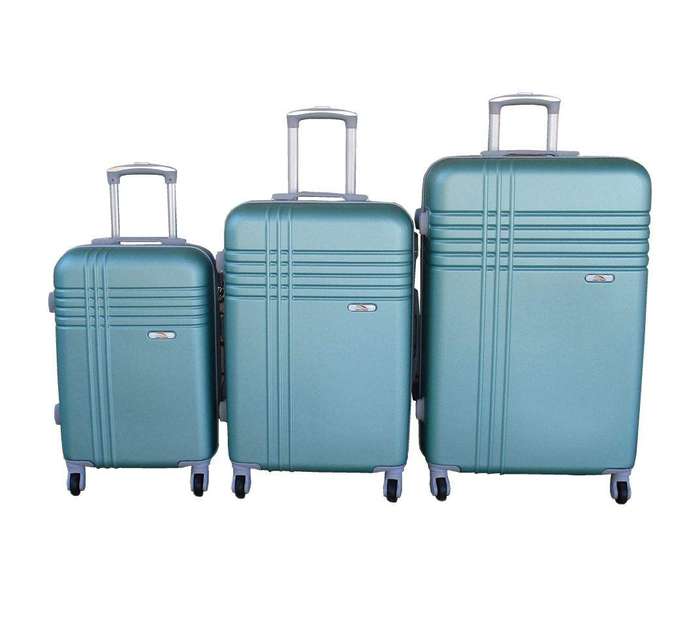 SMTE 3-Piece Travel 28-Inch Luggage Suitcase Bag Set - Stylish - Green with keychain