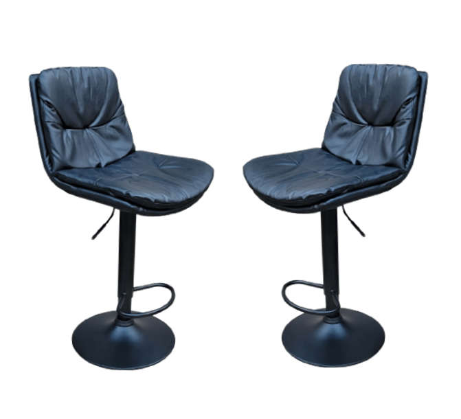 SMTE Soft Padded Perla Black Based Bar Stool - 2 Piece - Black with keychain