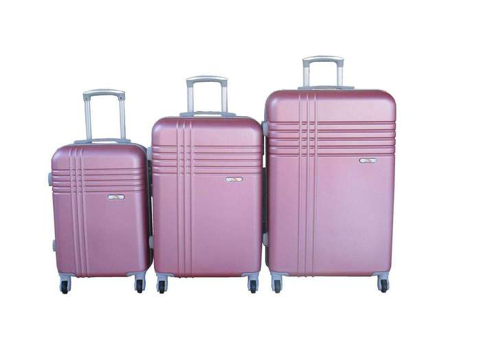 SMTE Pink 3-Piece Hardside Luggage Set with keychain