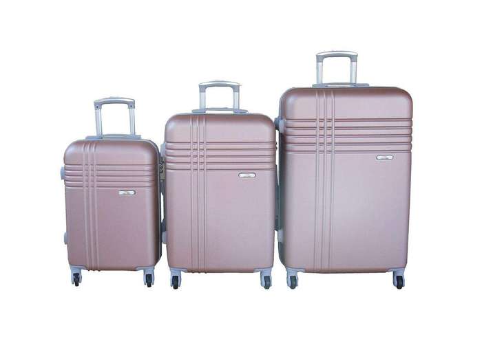SMTE 3-Piece Travel 28-Inch Luggage Suitcase Bag Set - Stylish - Rose Gold with keychain