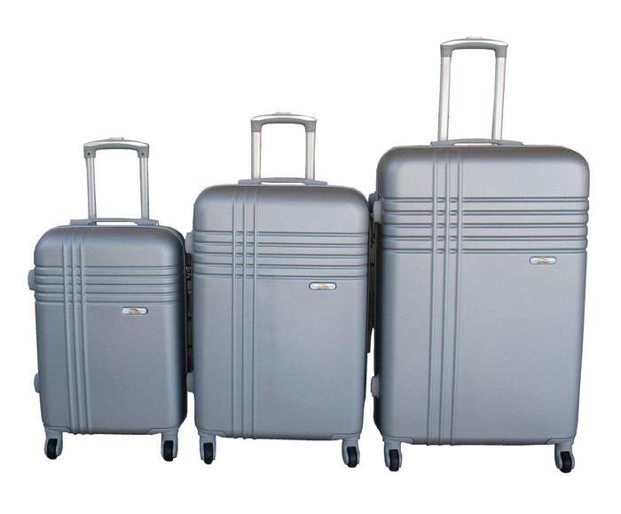 SMTE 3-Piece Travel 28-Inch Luggage Suitcase Bag Set - Stylish - Silver with keychain