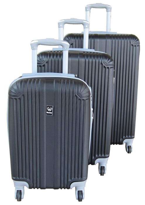 SMTE 3 Piece Mooistar 27 inch Travel Luggage Suitcase Bag Set - Black with keychain
