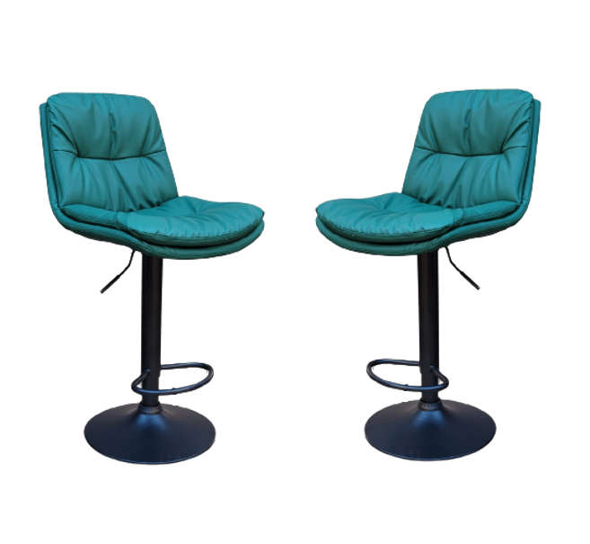 SMTE Soft Padded Perla Black Based Bar Stool - 2 Piece - Green with keychain