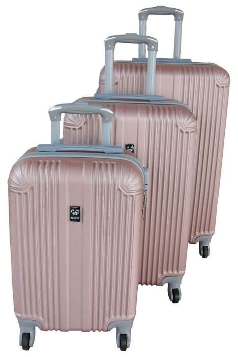 SMTE 3 Piece Mooistar 27 inch Travel Luggage Suitcase Bag Set - Rose Gold with keychain