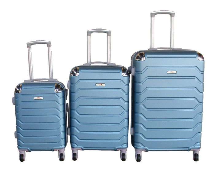 SMTE 3-Piece Travel 28-Inch Luggage Suitcase Bag Set - Stylish - Blue with keychain