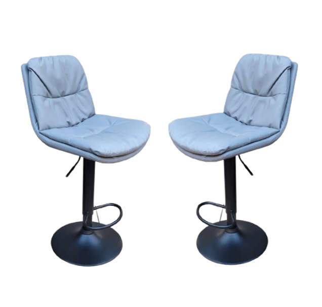 SMTE Soft Padded Perla Black Based Bar Stool - 2 Piece - Grey with keychain