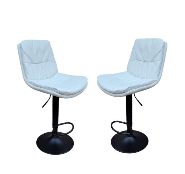 SMTE Soft Padded Perla Black Based Bar Stool - 2 Piece - White with keychain