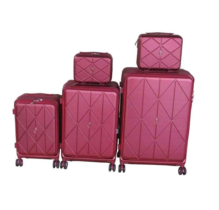 SMTE Burgundy Hardshell Luggage Set with Spinner Wheels and TSA Locks - 5-Piece with keychain