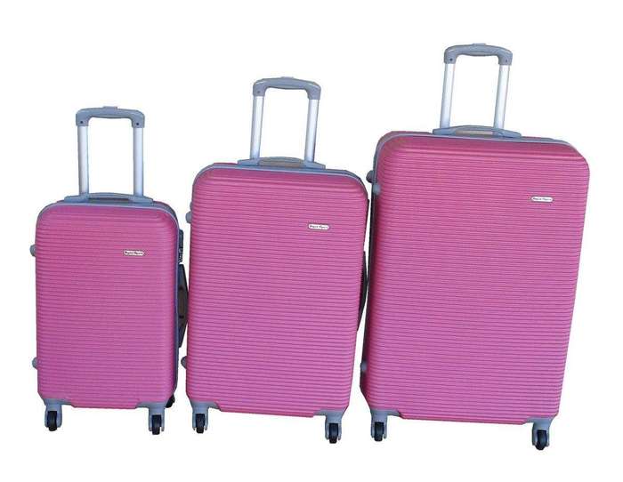 SMTE Bright Pink Hardshell 3-Piece Luggage Set - Spinner Wheels/Secure Lock with keychain