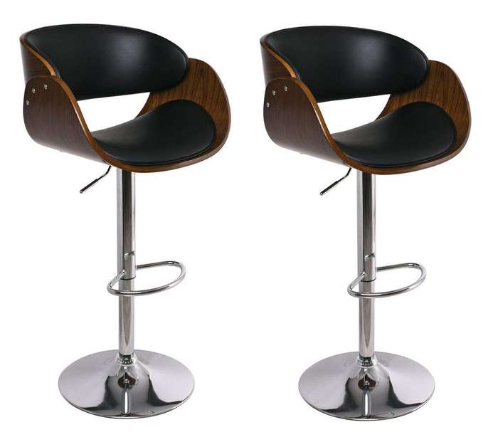 SMTE Padded Bar / Kitchen Counter Stools ? Set of 2 - Black / Brown Colour with keychain