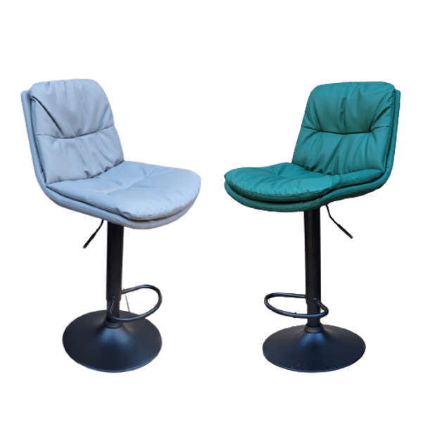 SMTE Soft Padded Perla Black Based Bar Stools - Grey with keychain