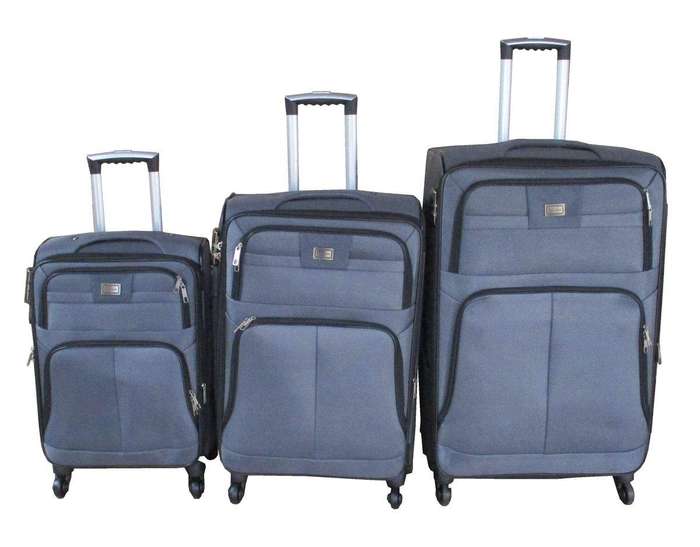 SMTE Blue Fabric Luggage Set - 3-Piece, Lightweight, 360 Spinner Wheels, & Lock with keychain