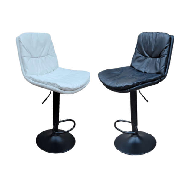SMTE Soft Padded Perla Black Based Bar Stools - White with keychain