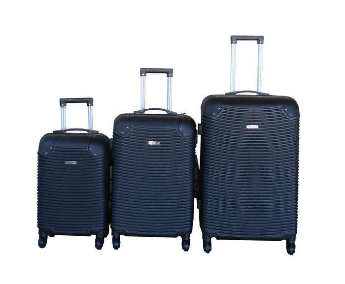 SMTE 3-Piece ABS Hardshell Luggage Set - Black, Spinner Wheels & Secure Lock with keychain