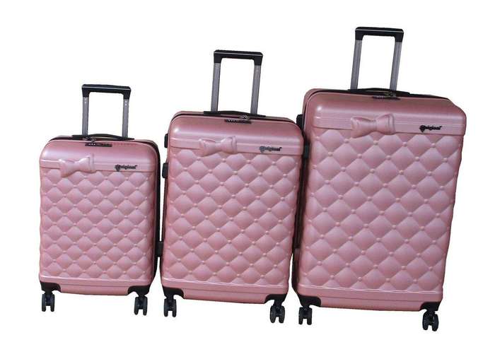 SMTE Luxury Pink Quilted Hardshell Luggage Set - 3-Piece with TSA Lock with keychain