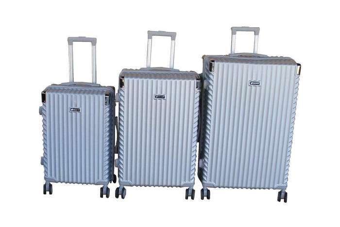 SMTE Silver ABS Hardshell Luggage Set - 3-Piece, Spinner Wheels, TSA Lock with keychain
