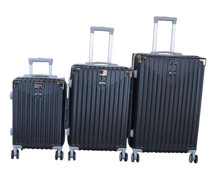 SMTE Black ABS Hardshell 3-Piece Luggage Set - Spinner Wheels & Lock. with keychain