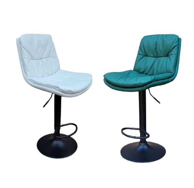 SMTE Soft Padded Perla Black Based Bar Stools - White with keychain