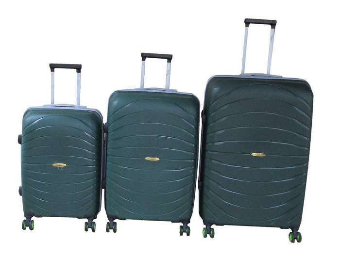 SMTE ABS Hard Shell Luggage Set - 3-Piece, 360 Spinner Wheels, Dark Green. with keychain