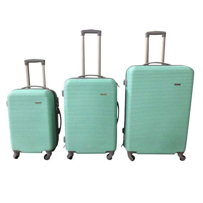 SMTE 3-Piece ABS Hard Shell Luggage Set - Mint, Spinner Wheels, Built-In Lock with keychain