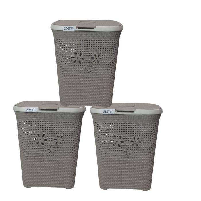SMTE-FreshFold: Laundry Basket set of 3 - Cream with keychain